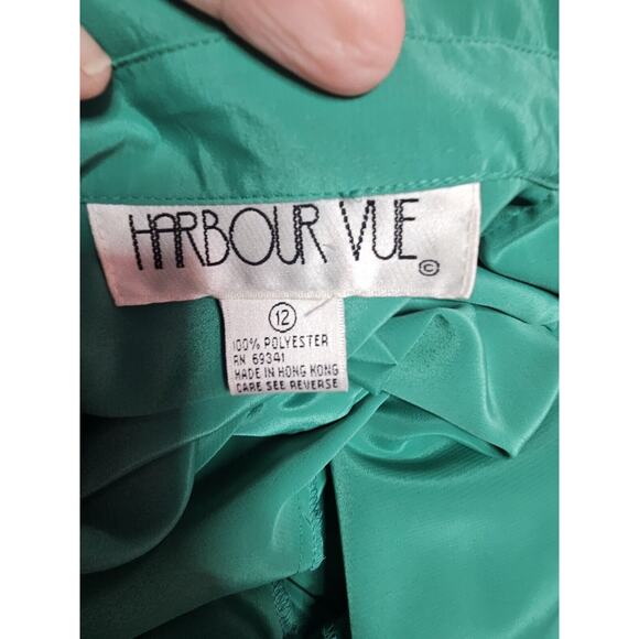 Vintage Harbor Vue Green Mermaid Beading Sequin Shoulder Top Shirt 12 Large - Picture 4 of 6